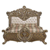 Constantine Pu Leather, Light Gold, Brown & Gold Finish Eastern King Bed Model BD00471EK By ACME Furniture